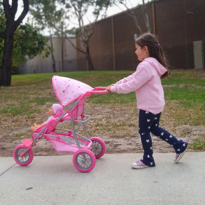PLAYWORLD DOLL TWIN JOGGER PINK - Toyworld Frankston