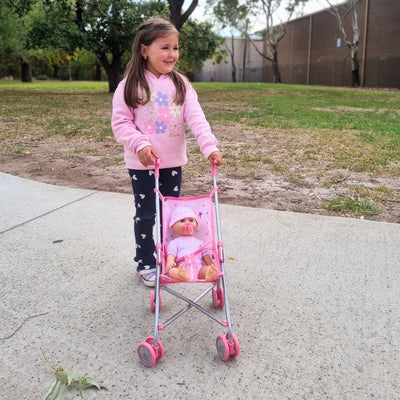 PLAYWORLD DOLL UMBRELLA STROLLER PINK - Toyworld Frankston