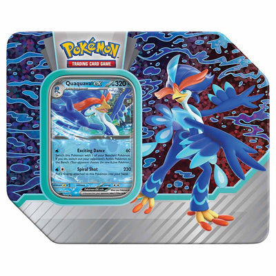 POKEMON TCG PALDEA PARTNERS CARD TIN - ASSORTMENT - MEOWSCARADA/SKELEDRIGE/QUAQUAVAL - Toyworld Frankston