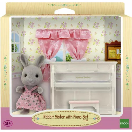 SYLVANIAN FAMILIES - RABBIT SISTER WITH PIANO SET - Toyworld Frankston