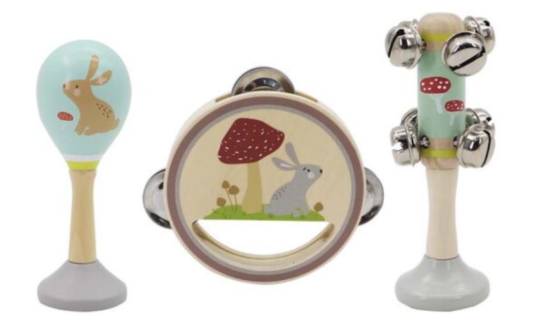 CALM AND BREEZY RABBIT WOODEN 3 PC MUSICAL SET - Toyworld Frankston
