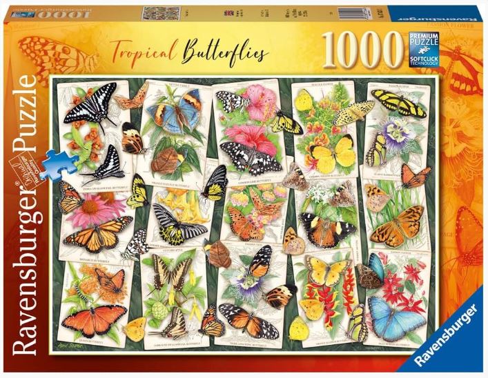 RAVENSBURGER PUZZLE 176243 TROPICAL BUTTERFLIES 1000 PIECE PUZZLE - Toyworld Frankston