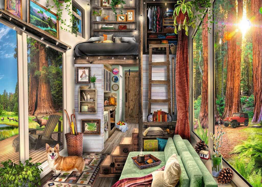 RAVENSBURGER PUZZLE - REDWOOD FOREST TINY HOUSE 1000 PIECE