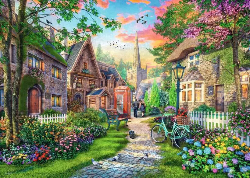 RAVENSBURGER PUZZLE - CHURCH LANE 1000 PIECE - DOWN THE LANE SERIES - Toyworld Frankston