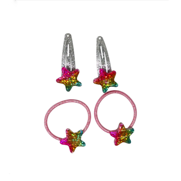 PINK POPPY - RAINBOW STAR SPARKLY HAIR ACCESSORIES SET - Toyworld Frankston