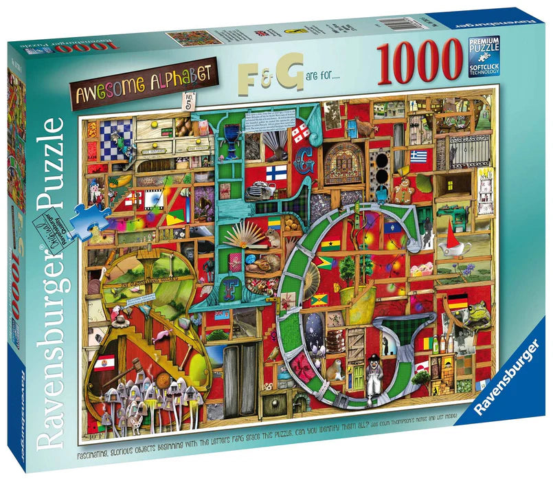RAVENSBURGER PUZZLE - AWESOME ALPHABET F & G 1000 PIECE - Toyworld Frankston