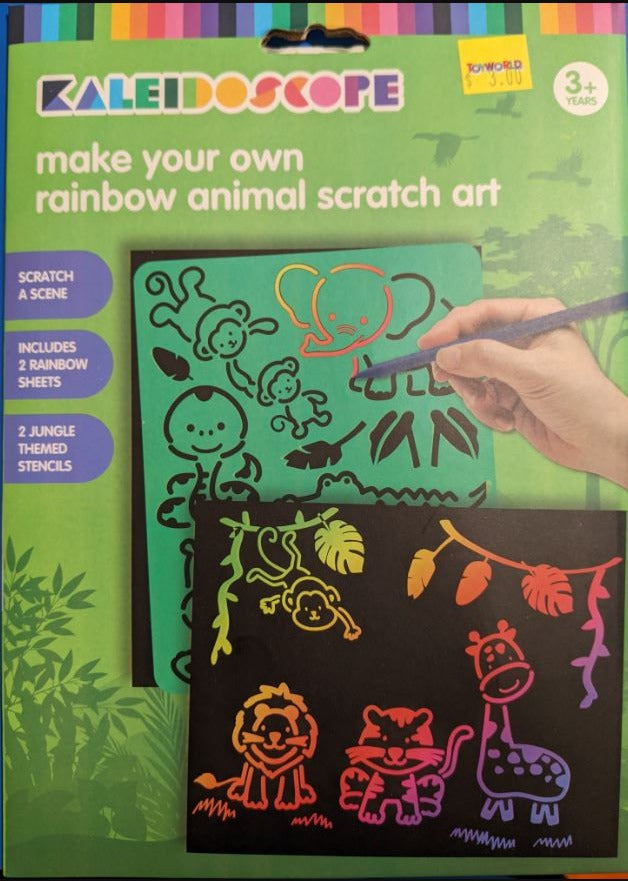 RAINBOW SCRATCH ART RAINBOW ANIMAL - Toyworld Frankston