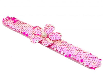 PINK POPPY -FLOWER SEQUIN SLAP BRACELET - Toyworld Frankston