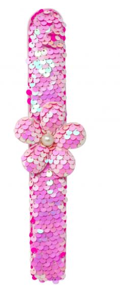PINK POPPY -FLOWER SEQUIN SLAP BRACELET - Toyworld Frankston