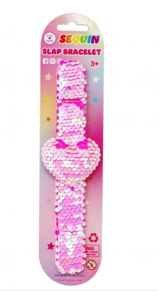PINK POPPY - HEART SEQUIN SLAP BRACELET - Toyworld Frankston