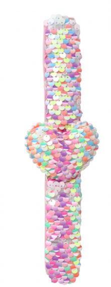 PINK POPPY - HEART SEQUIN SLAP BRACELET - Toyworld Frankston