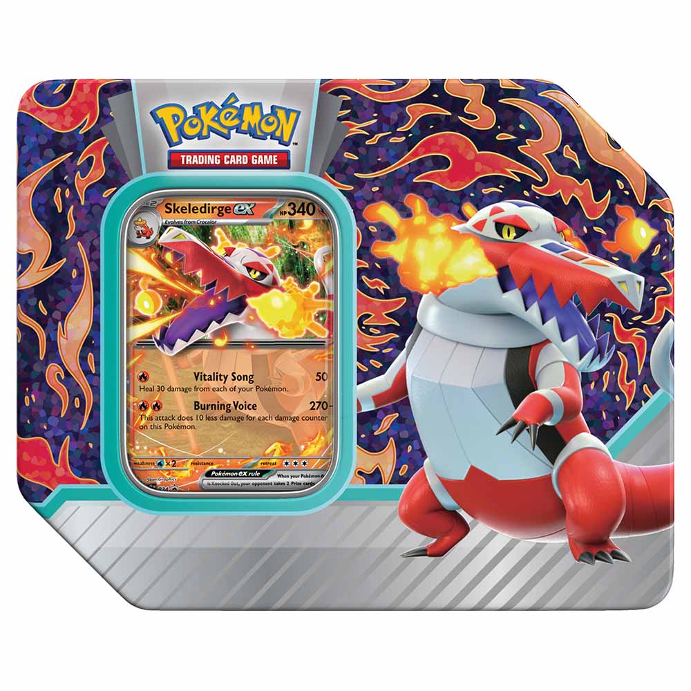 POKEMON TCG PALDEA PARTNERS CARD TIN - ASSORTMENT - MEOWSCARADA/SKELEDRIGE/QUAQUAVAL - Toyworld Frankston