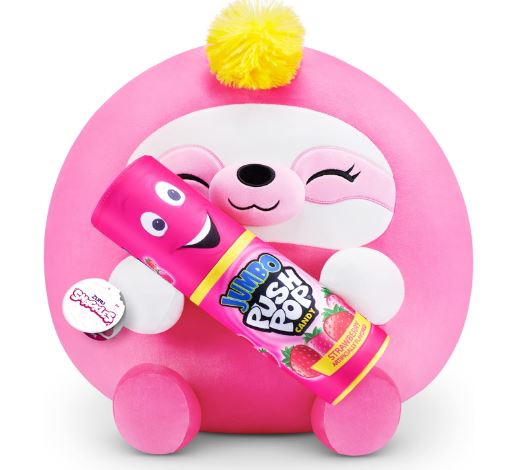 ZURU - SNACKLES PLUSH SUPER SIZE - SUSIE SLOTH WITH JUMBO PUSH POP - Toyworld Frankston