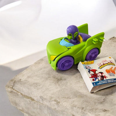 DISNEY JRN MARVEL SPIDEY AND HIS AMAZING FRIENDS LOAD AND LAUNCH SMALL VEHICLES - GREEN GOBLIN - Toyworld Frankston