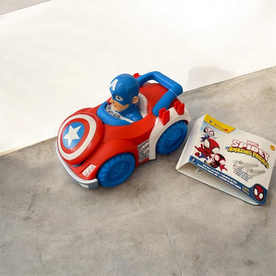 DISNEY JRN MARVEL SPIDEY AND HIS AMAZING FRIENDS LOAD AND LAUNCH SMALL VEHICLES - CAPTAIN AMERICA - Toyworld Frankston
