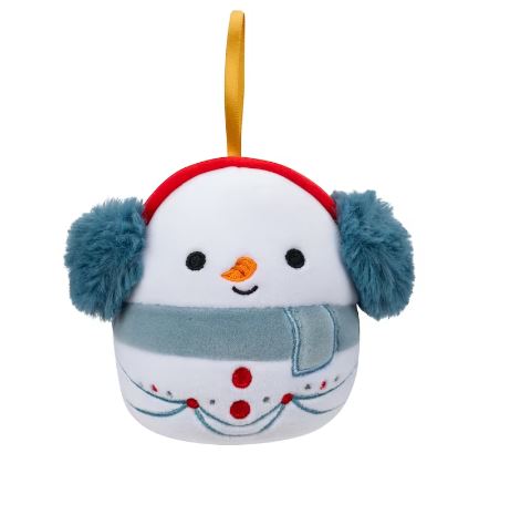 SQUISHMALLOWS - 4 INCH PLUSH HOLIDAY ORNAMENTS - MANNY THE SNOWMAN - Toyworld Frankston