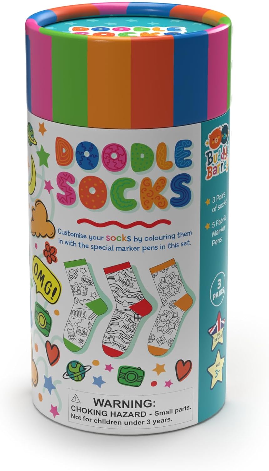 BUDDY AND BARNEY COLOUR YOUR OWN DOODLE SOCKS