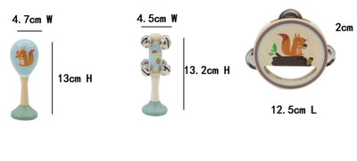 CALM AND BREEZY SQUIRREL WOODEN 3 PC MUSICAL SET - Toyworld Frankston