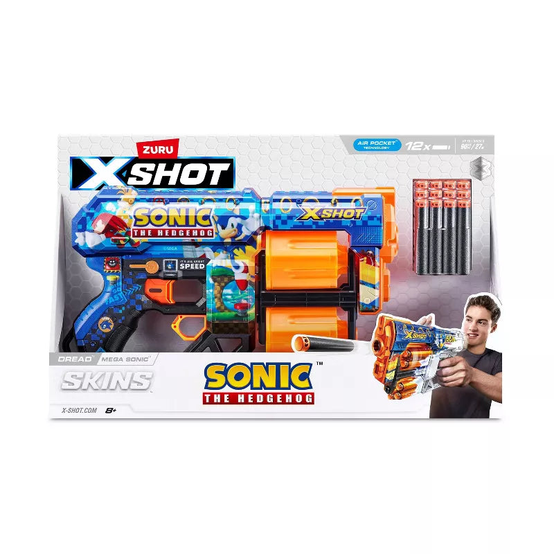 ZURU XSHOT SONIC THE HEDGEHOG SKINS DREAD MEGA SONIC BLASTER - Toyworld Frankston