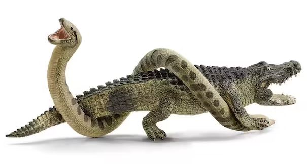 SCHLEICH - WILD LIFE - DANGER IN THE SWAMP - CROCODILE AND SNAKE - Toyworld Frankston