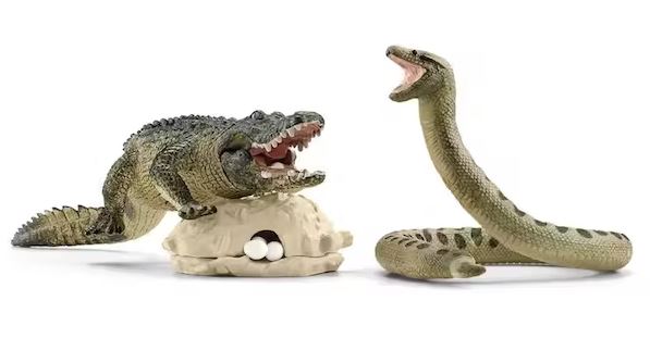 SCHLEICH - WILD LIFE - DANGER IN THE SWAMP - CROCODILE AND SNAKE - Toyworld Frankston
