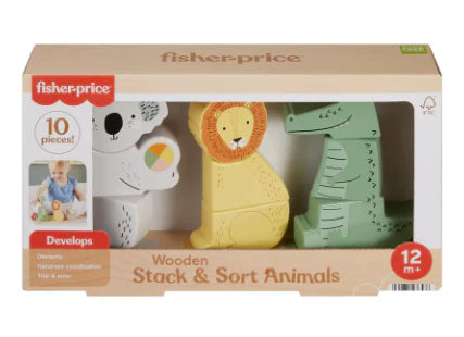 FIHSER-PRICE WOODEN STACK AND SORT ANIMALS - Toyworld Frankston
