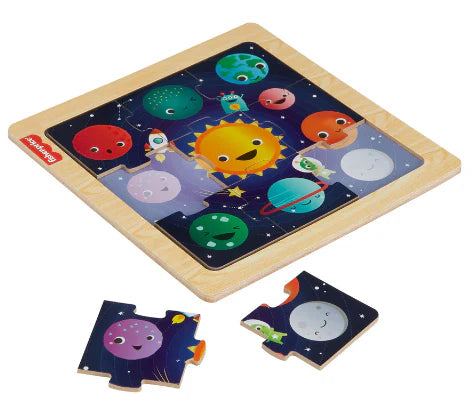 FISHER-PRICE WOODERN JIGSAW PUZZLE 10 PC - SPACE - Toyworld Frankston