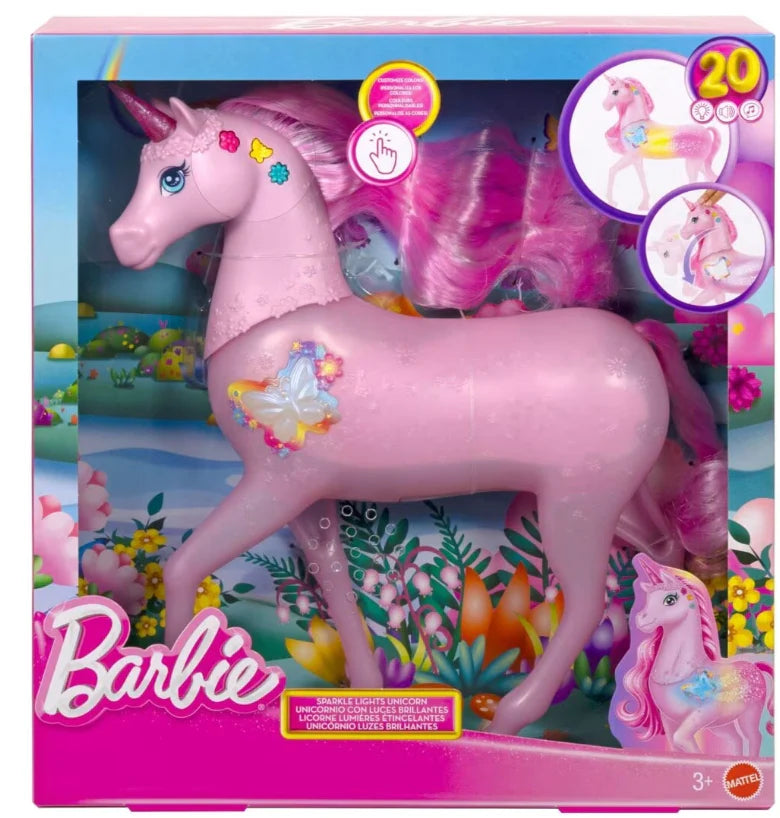 BARBIE SPARKLE LIGHTS UNICORN - Toyworld Frankston