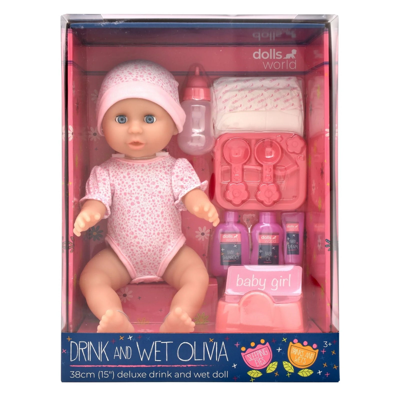 DOLLS WORLD DRINK AND WET OLIVIA - Toyworld Frankston