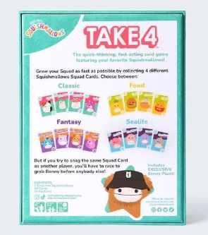 SQUISHMALLOWS TAKE 4 CARD GAME WITH PLUSH - Toyworld Frankston