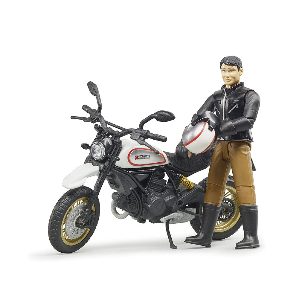BRUDER BWORLD LEISURE TIME SCRAMBLER DUCATI DESERT SLED WITH DRIVER