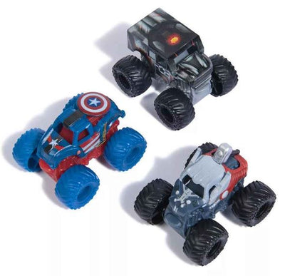 MONSTER JAM MINI MARVEL 3 PACK BUNDLE - THOR / CAPTAIN AMERICA / WAR MACHINE - Toyworld Frankston