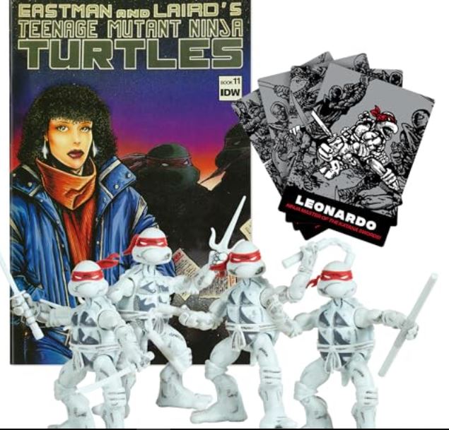 TEENAGE MUTANT NINJA TURTLES - 40TH ANNIVERSARY BLACK AND WHITE COMIC BOOK TURTLES 4 PACK - Toyworld Frankston