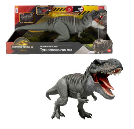 JURASSIC WORLD REBIRTH - POWER DEVOUR TYRANNOSAURUS REX - WITH LIGHTS AND SOUND - Toyworld Frankston
