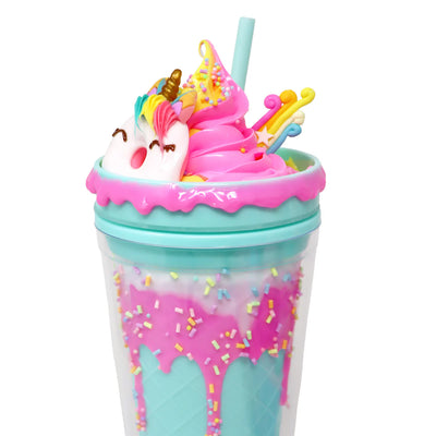 PINK POPPY UNICORN DONUT DRINKING CUP - BLUE - Toyworld Frankston