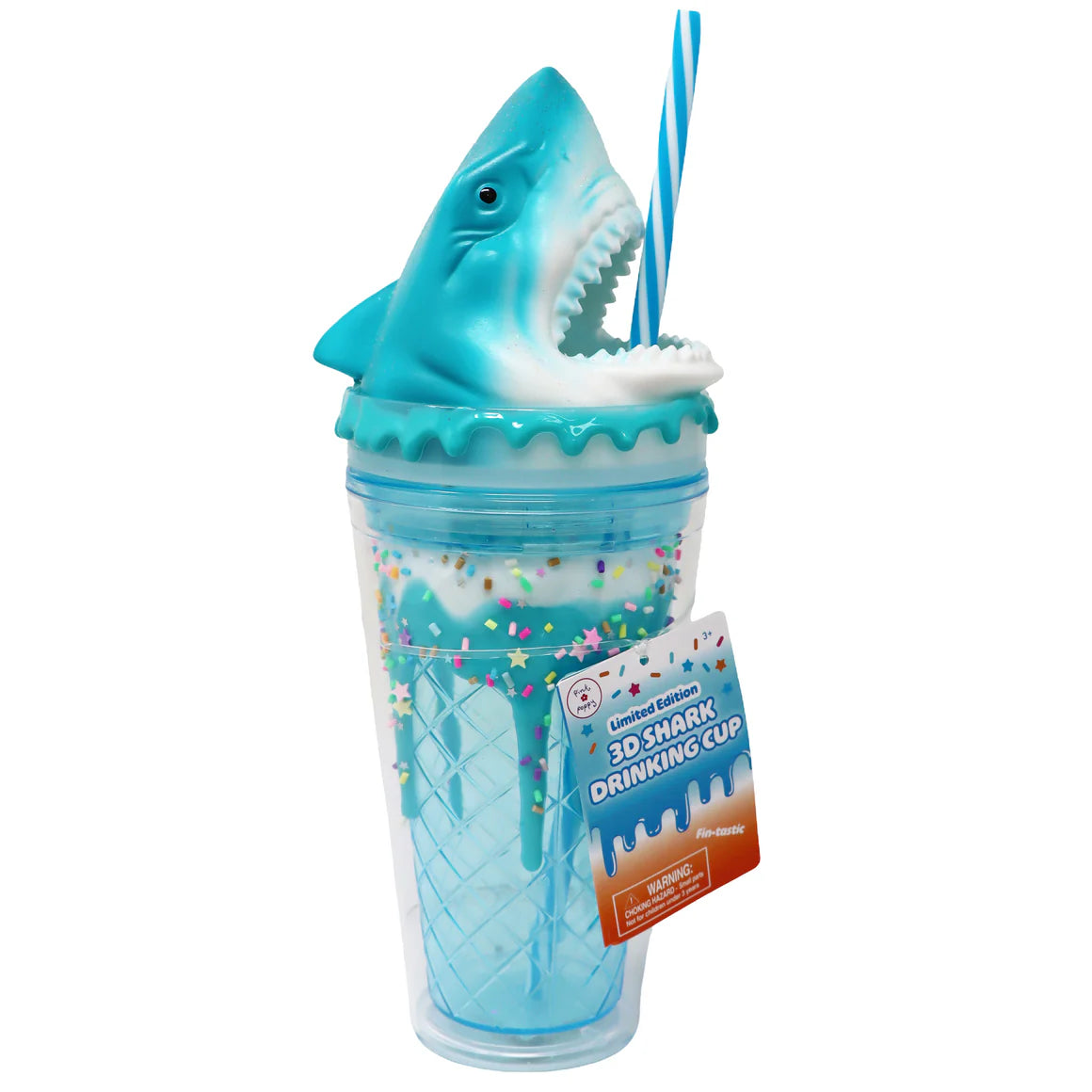 PINK POPPY 3D SHARK DRINKING CUP - BLUE - Toyworld Frankston