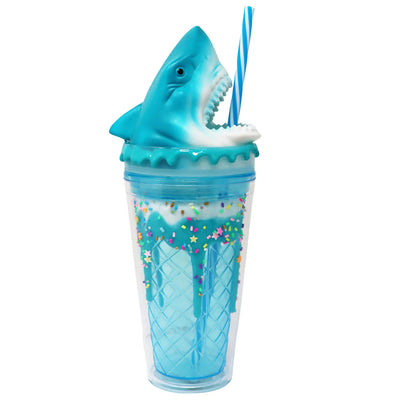 PINK POPPY 3D SHARK DRINKING CUP - BLUE - Toyworld Frankston