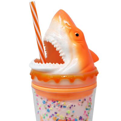 PINK POPPY 3D SHARK DRINKING CUP - ORANGE - Toyworld Frankston