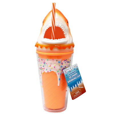 PINK POPPY 3D SHARK DRINKING CUP - ORANGE - Toyworld Frankston