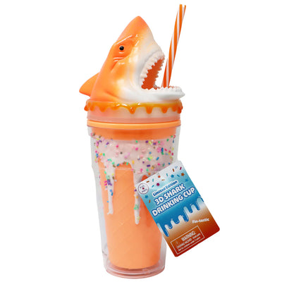 PINK POPPY 3D SHARK DRINKING CUP - ORANGE - Toyworld Frankston