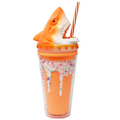 PINK POPPY 3D SHARK DRINKING CUP - ORANGE - Toyworld Frankston