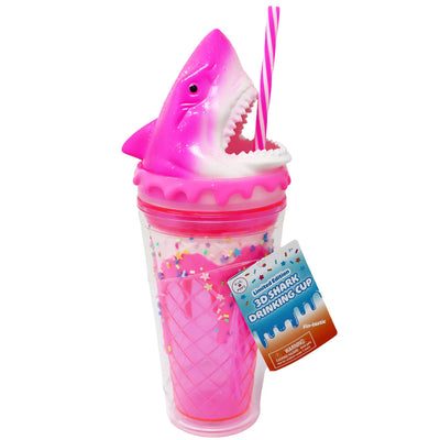 PINK POPPY 3D SHARK DRINKING CUP - PINK - Toyworld Frankston
