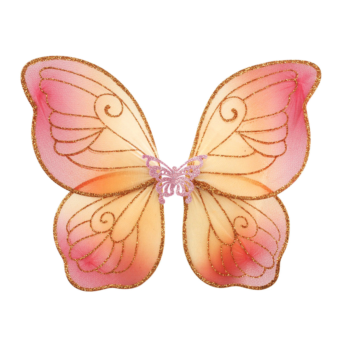 PINK POPPY RAINBOW BUTTERFLY WINGS PINK YELLOW