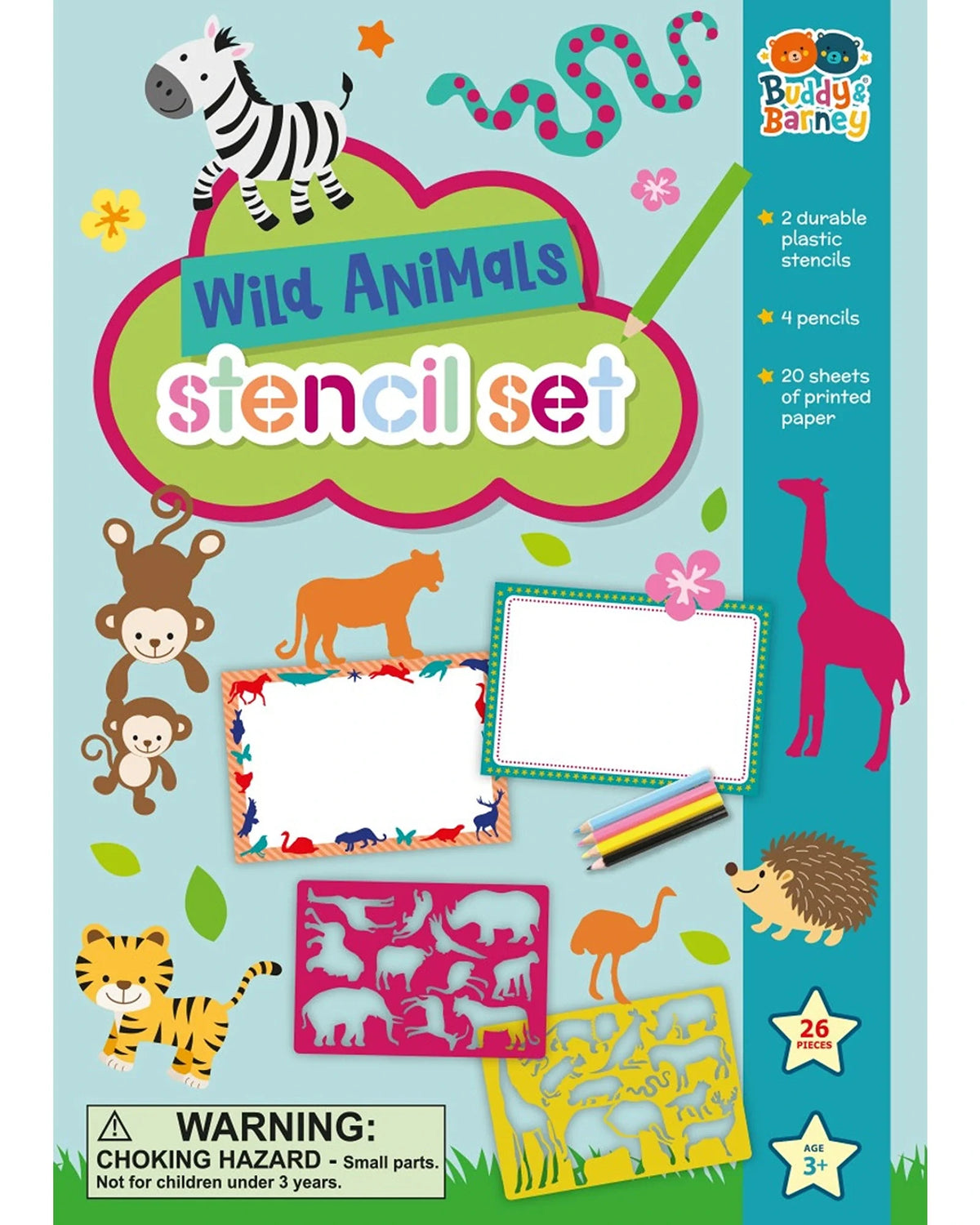BUDDY AND BARNEY WILD ANIMALS STENCIL SET