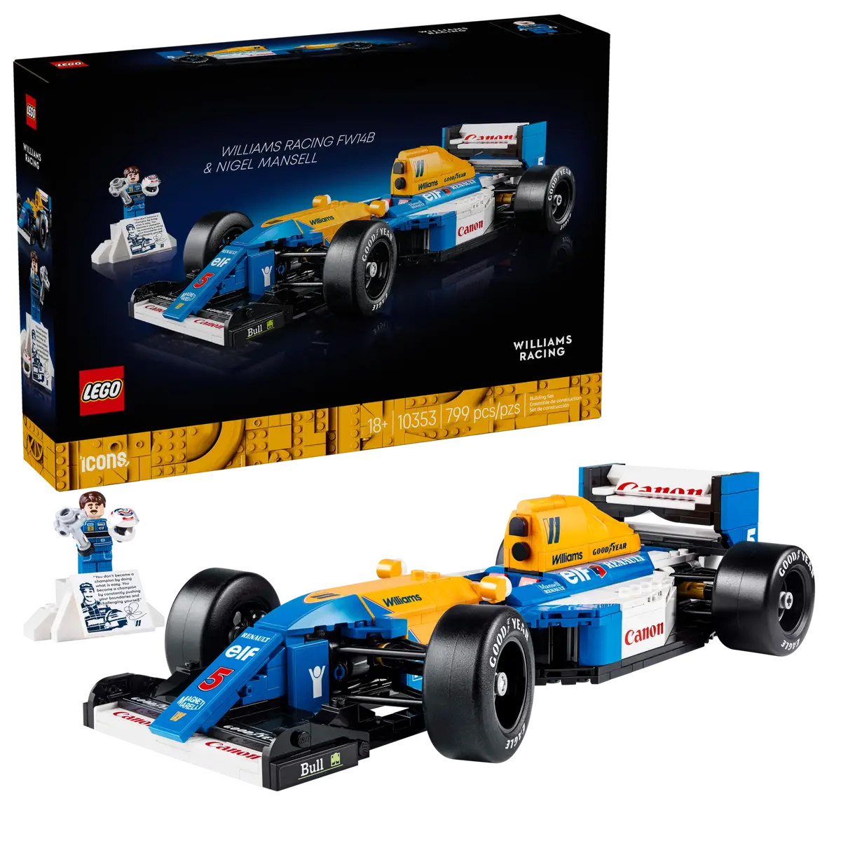 LEGO ICONS 10353 WILLIAMS RACING FW14B & NIGEL MANSELL - Toyworld Frankston