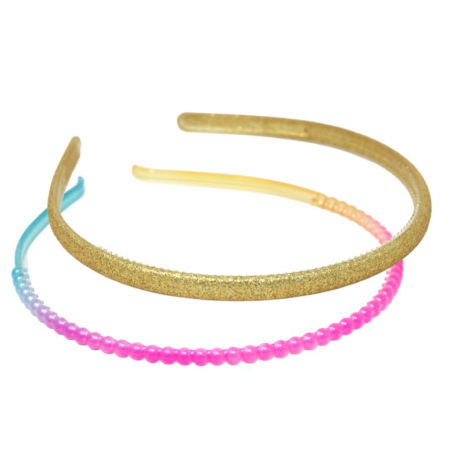 PINK POPPY SET OF 2 PEARL AND GLITTER HEADBANDS - Toyworld Frankston