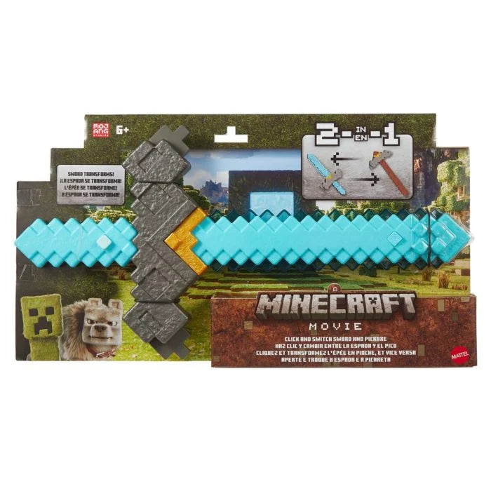 MINECRAFT MOVIE - 2 IN 1 CLICK AND SWITCH SWORD AND PICKAXE