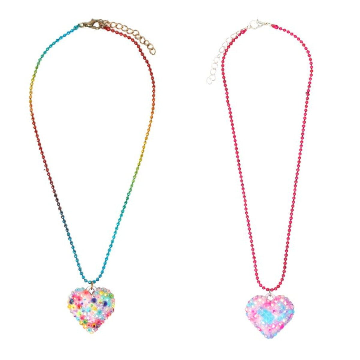 PINK POPPY RHINESTONE HEART BALLCHAIN NECKLACE - Toyworld Frankston
