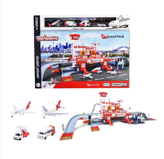 MAJORETTE QANTAS AIRPORT PLAYSET - Toyworld Frankston