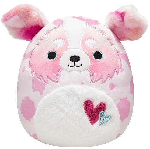 SQUISHMALLOWS - 12 INCH VALENTINE'S HEART ASSORTMENT A - MAGNIS THE PINK AUSTRALIAN SHEPHERD - Toyworld Frankston